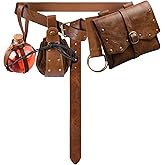 Renaissance Belt Pouch Viking Leather Medieval Belt Waist Bag Pirate Cosplay Festival Halloween Adjustable Accessories (Pouch-Brown)
