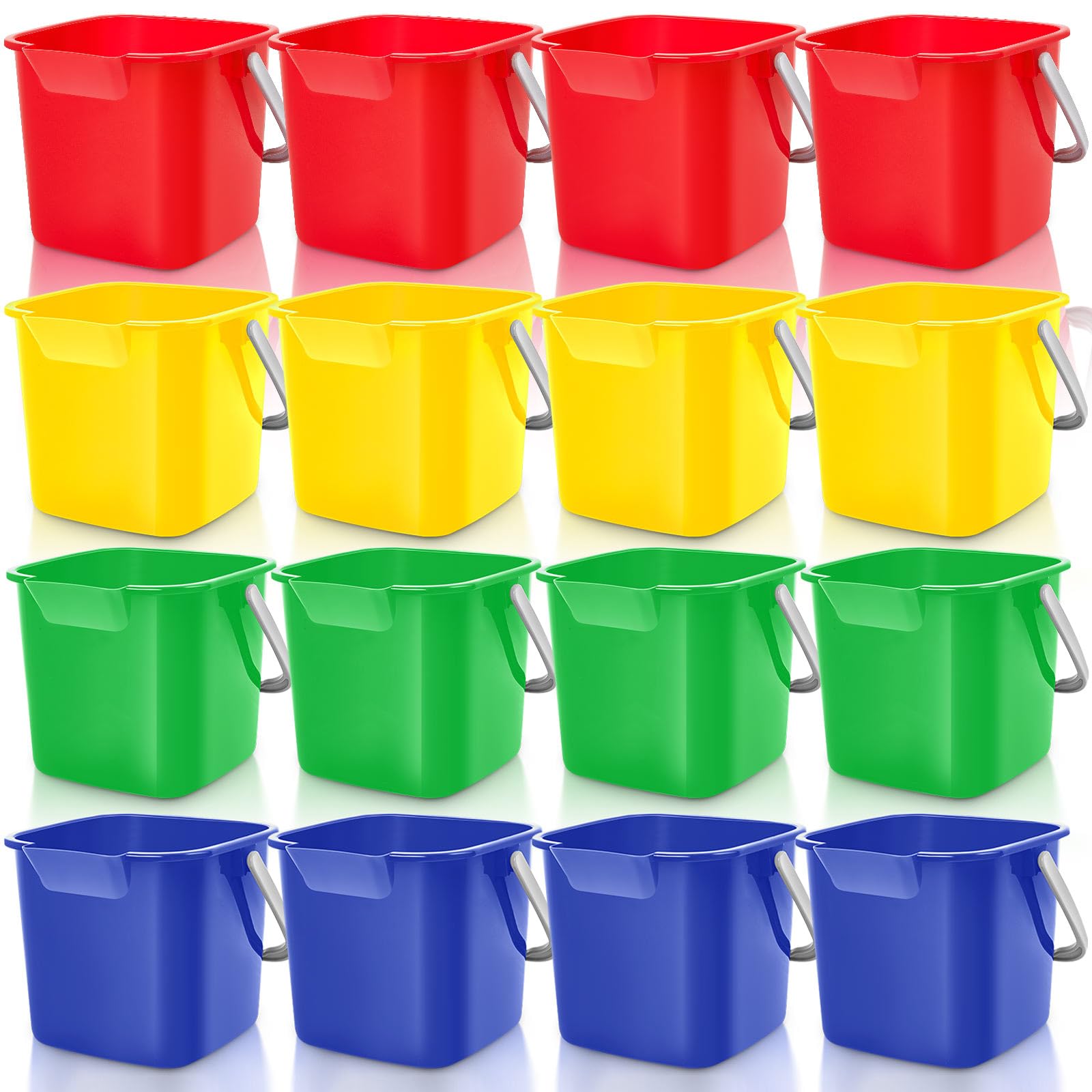 Photo 1 of Irenare 16 Pcs Sanitizing Bucket 3 Quart Cleaning Pail Small Detergent Square, Spout and Handle Plastic Utility Sanitizer Buckets for Restaurant Kitchen Home Offices (Multicolor)