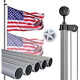 NELXINJO Heavy Duty 25FT Flag Pole -13 Gauge Extra Thick Aluminum Flagpole kit for House Yard - 80 MPH Wind Tested.