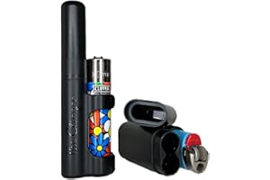 The Clinger - Cigarette Case, Holds 2, Smell Proof, Crush Proof, Tube, Lighter Holder, Attaches to Your Bic or Clipper Lighter! (Black)