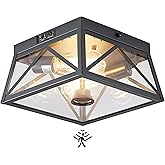 Tarentlight Adjustable Outdoor Motion Sensor Ceiling Light,10" Modern Industrial Design of Squares Flush Mount 2-Light with C