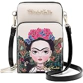Frida Kahlo Cartoon Collection Cellphone Cross Body Bag with Wrislet