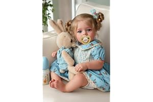 JIZHI Lifelike Reborn Baby Dolls - 18 Inch Realistic-Newborn Baby Dolls Blond Girl Handmade Real Life Toddler Dolls with Clothes for Kids Age 3+