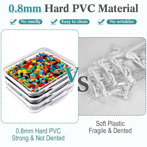 SANWUTA 4 PCS CLEAR HARD ZIPPER CASE WITH HANDLE OFFICE STORAGE CASES HARD PLASTIC POUCHES TRANSPARENT BINS FOR CRAFTS, SNACKS, COSMETICS, PUZZLES(13.8 X 11.8 X 2 INCHES,WHITE)