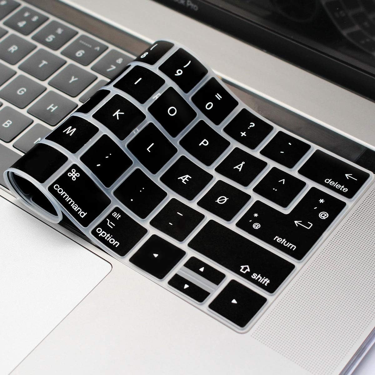 MMDW Danish Language Keyboard Cover for MacBook Pro 13 15 inch 2019 2018 2017 2016 with Touch Bar&Touch ID Model:A2159 A1989 A1706/A1990 A1707,USA and European Version - Image 5