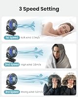 GAIATOP Portable Clip Fan 2000mAh Battery USB Desk Clip On 3 Speed view 6
