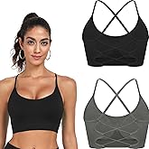 OBICUM Sports Bra for Women with Crisscross Spaghetti Straps and Removable Padded Cups Seamless Back Suitable for Yoga Bras