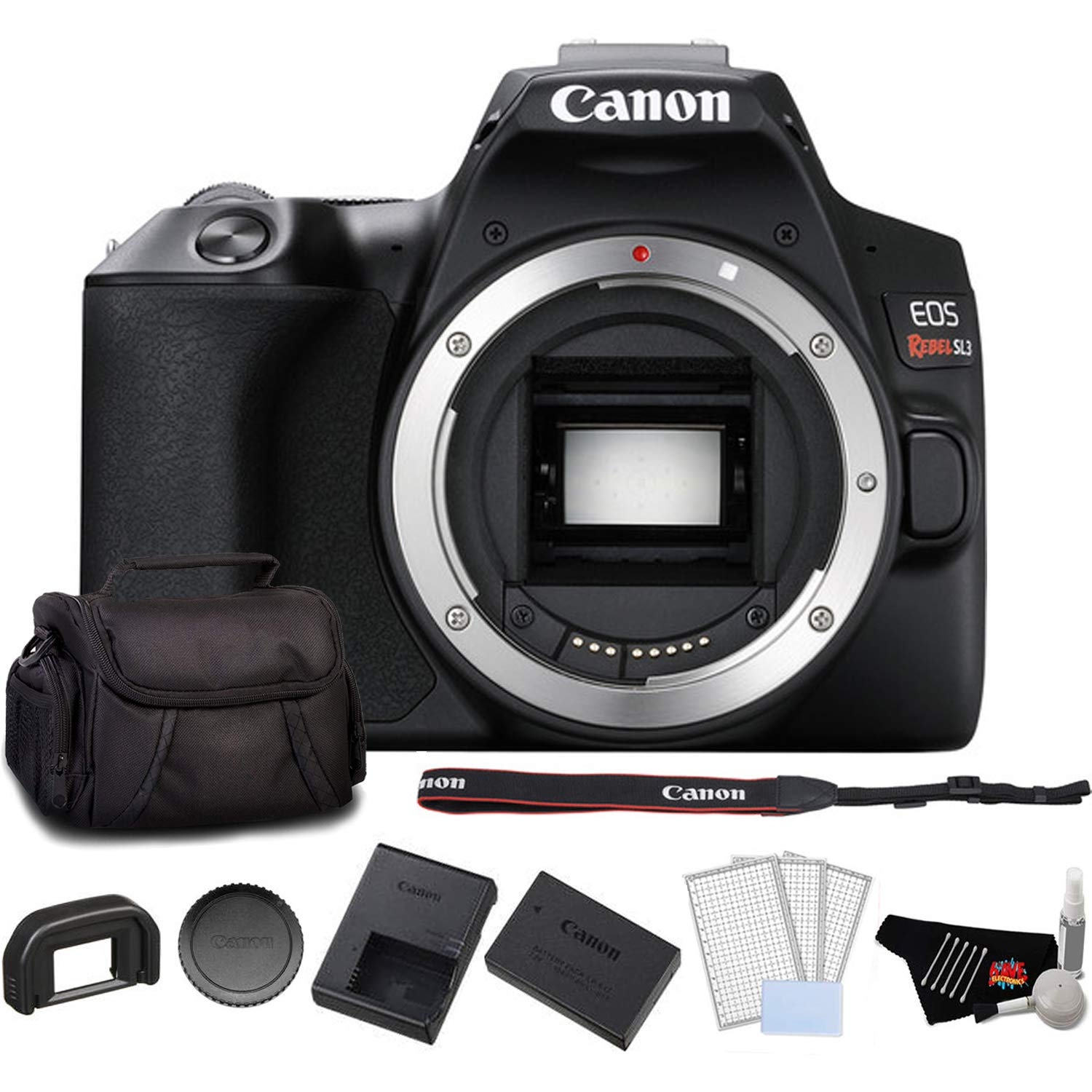 Canon EOS Rebel SL3 DSLR Camera (Black, Body Only) Bundle with LCD