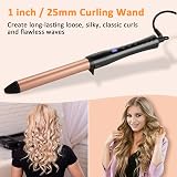 LXMTOU 25mm Ceramic Curling Wand Long Medium Hair Clampless Adjustable Temp view 2