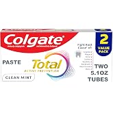 Colgate Total Fluoride Toothpaste, Clean Mint, 2 Pack, 5.1 oz | Anticavity Fluoride Toothpaste, Clinically Proven Formula Fights Plaque Bacteria, Gingivitis, Tartar, Sensitivity, Bad Breath