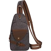 KL928 Canvas Sling Bag Crossbody Backpack Shoulder Casual Rucksack for Men Women,Dark Dray