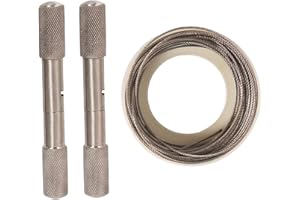 Generic Dehorning Wire Saw and Handles Ob Dehorning Handles Kit Cable Saw Hand Pocket String Rope for Emergency Cattle Goats 