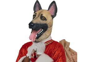 Lubber German Shepherd Dog Animal Mask for Halloween Costume, Latex Funny Head Mask Cosplay for Kids and Adult Christmas Gift