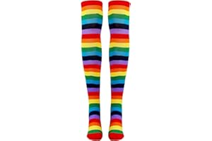 Skeleteen Colorful Rainbow Striped Socks - Over The Knee Clown Striped Costume Accessories Thigh High Stockings for Men, Women and Kids