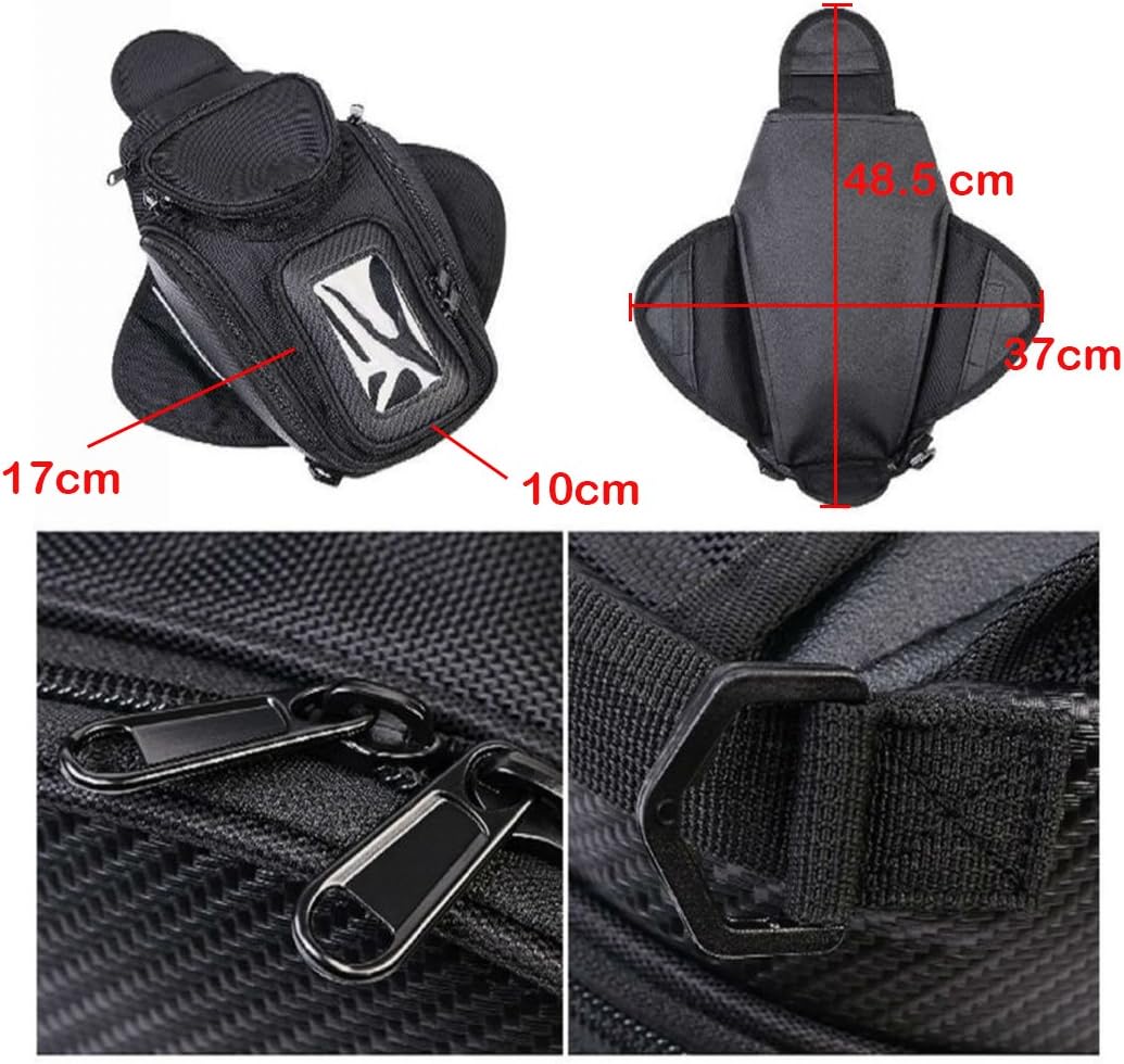 Krtopo Motorcycle Tank Bag Oxford Magnetic with Large Window 48.5 x 37 cm Universal Saddle Bag Travel Tool Tail Luggage - Image 3