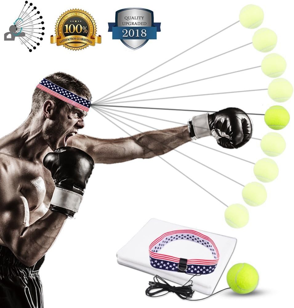 YaBland Fight Ball Reflex, Boxing Fight Ball with Head Band for Boxing Reflex Training Exercise to Improve Reactions and Speed,Boxing Gym Equipment for Both Training and Fitness with Sports Towel