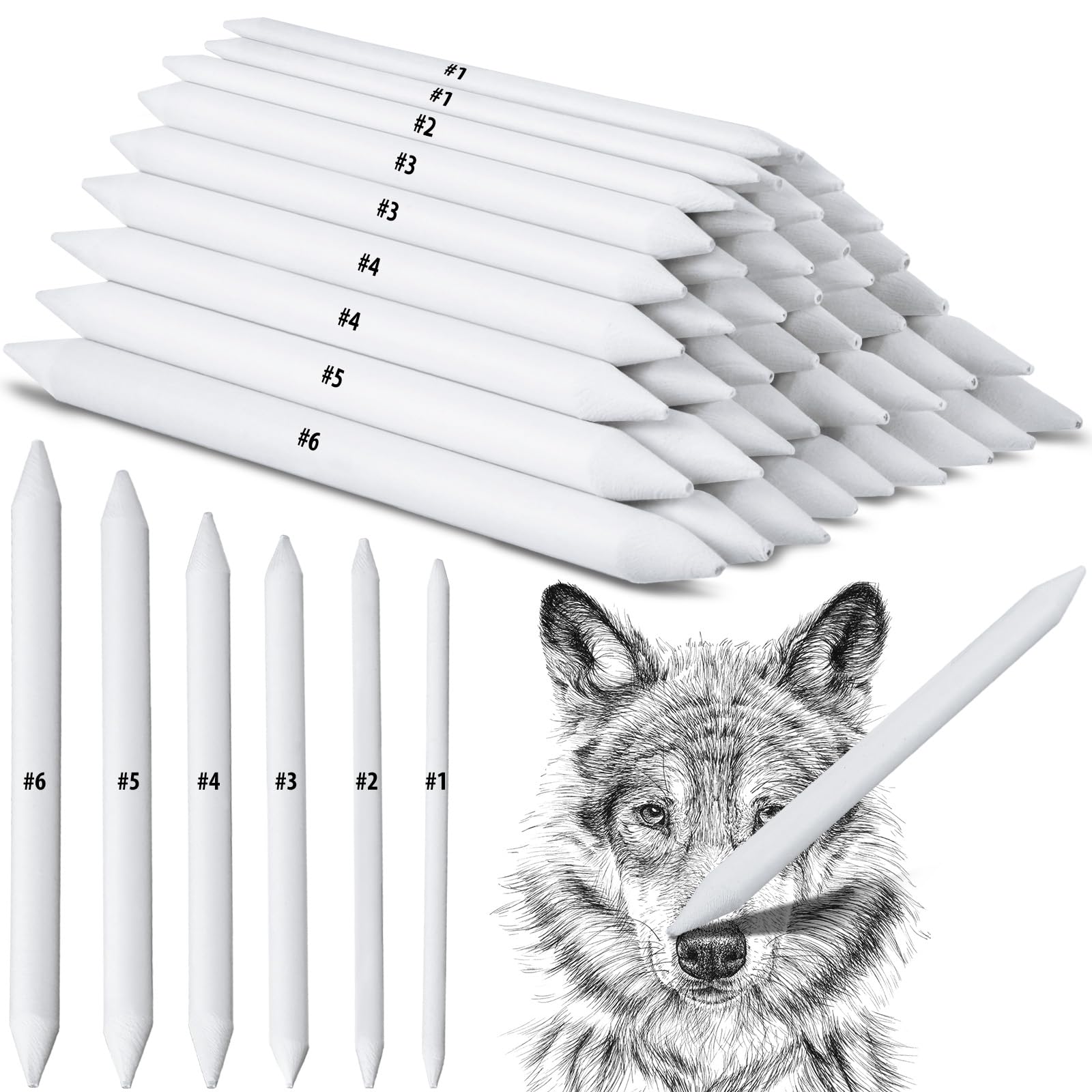 Photo 1 of Fulmoon 288 Pcs Blending Stump and Tortillion Set Paper Art Blenders Shading Drawing Supplies Blending Pencil Sketch Drawing Tools for Student Artist Markers (Blending Stump)