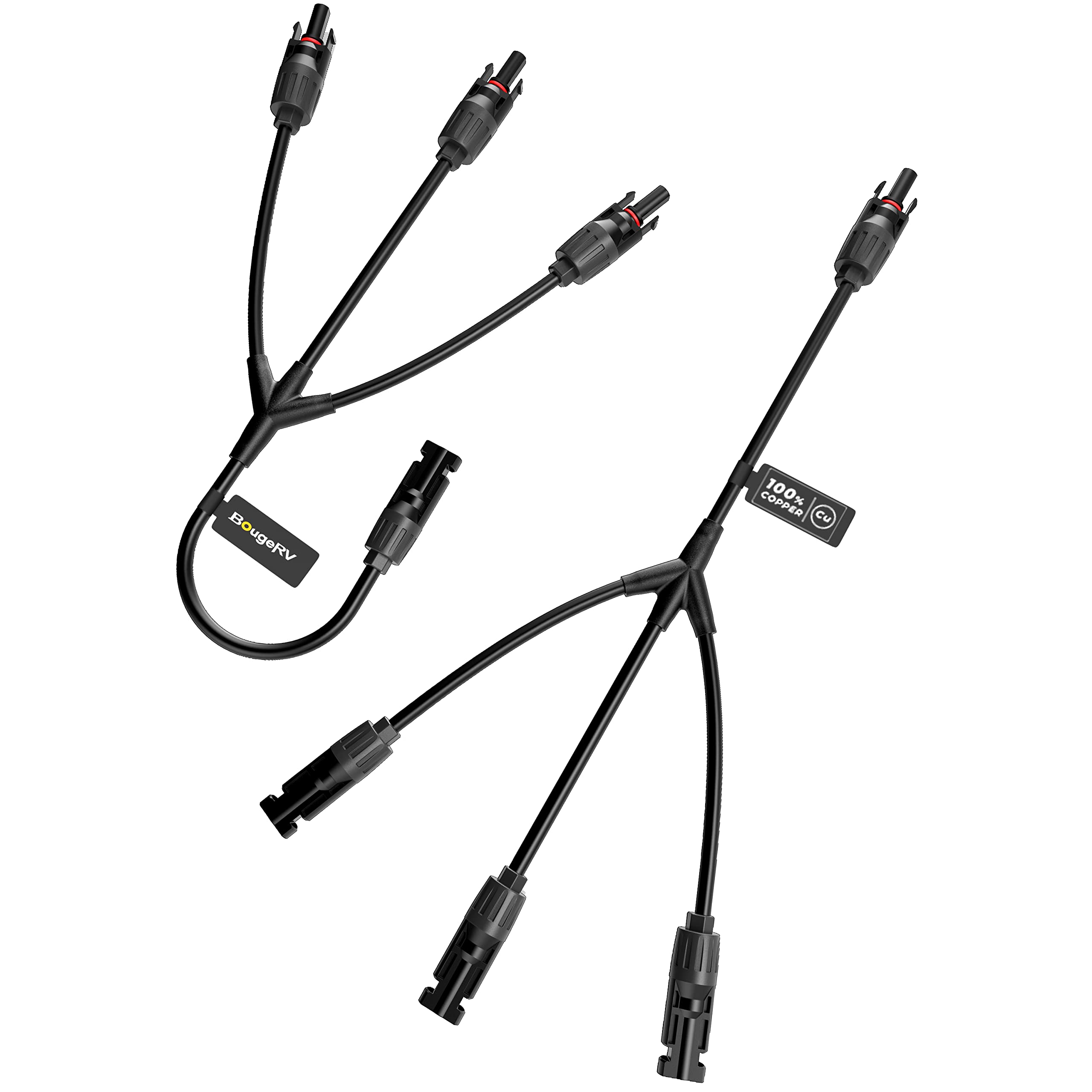 Photo 1 of BougeRV Solar Y Branch Connectors Solar Panel Parallel Connectors 1 to 3 Solar Cable Wire Plug Tool Kit (M/FFF and F/MMM)