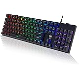 RisoPhy Mechanical Gaming Keyboard, RGB 104 Keys Ultra-Slim LED Backlit USB Wired Keyboard with Blue Switch, Durable ABS Keyc