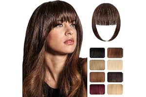 FANGUILAR Clip in Bangs Hair Extensions Hair Clip on Wispy Bangs Hair Fake Bangs Clip in Human with Temples Hairpieces for Women Natural Wigs Bangs Clip