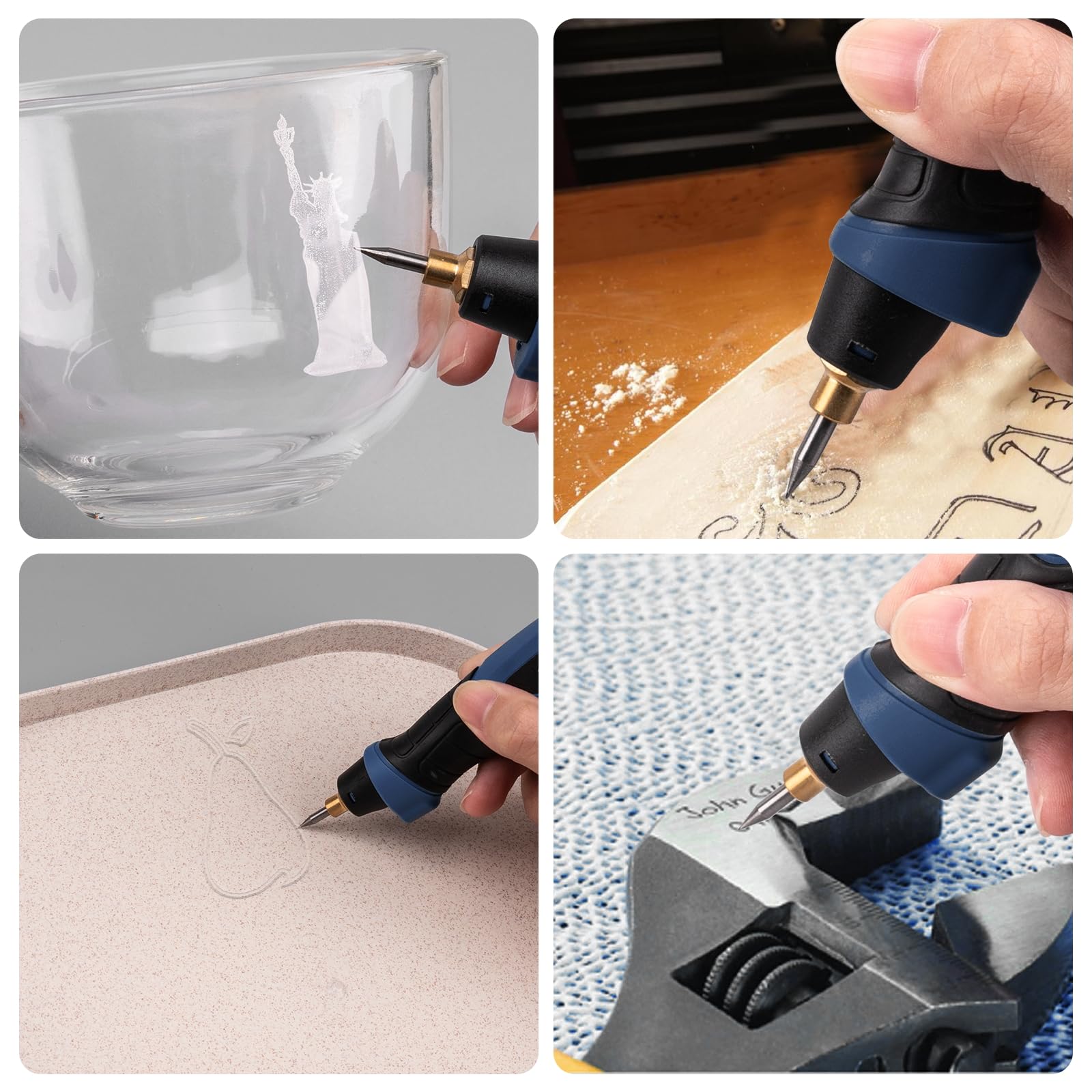25W Engraving Pen, 6 Speed Power Engraving Tool, Handheld Engraver Pen with Tungsten Carbide Steel Bits for Wood Metal Glass Professional Etching Tool