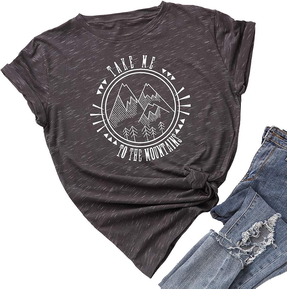 JTJFIT Womens Take Me to The Mountains T Shirt Tee Casual Girl T-Shirt Top