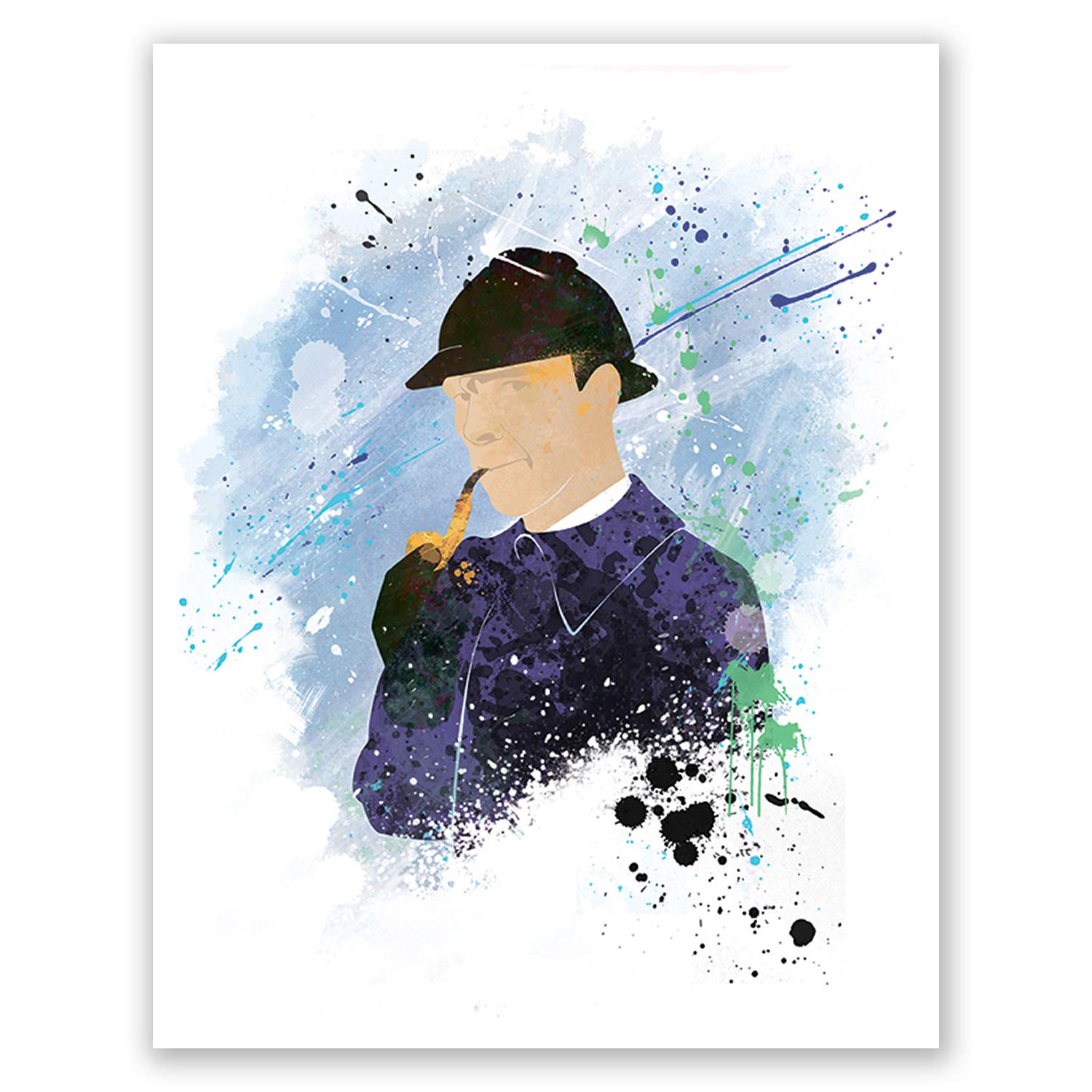 Sherlock Holmes Poster - Wall Home décor – Watercolor Print – Movie Inspired (8x10)