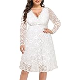 Women Wedding Dresses Bride Plus Size White Lace Wrap V Neck Bridal Shower Ivory Cocktail Formal Party Church Fall Dress