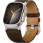 Suitisbest Leather Bands Compatible for Apple Watch Ultra Band 49mm 46mm 45mm 44mm 42mm, Genuine Calfskin Leather Replacement Strap Fits Men iWatch Series 11 10 9 8 7 6 5 4 3, SE 3 2 1, Ultra 3 2 1