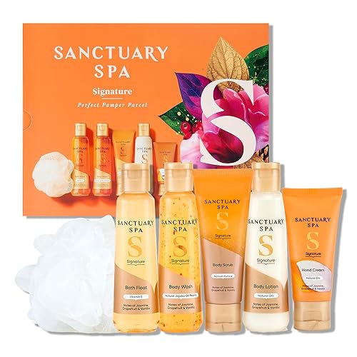 SANCTUARY Spa Signature Perfect Pamper Parcel – Luxury Bath & Body Gift Set for Women with Body Wash, Lotion & More – Relaxing Spa Gift for Her, Ideal for Birthday, Christmas or Self Care
