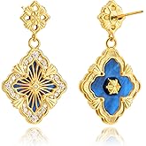 Cicy Bell Four Leaf Clover Dangle Earrings for Women Lucky 18k Gold Plated Cubic Zirconia Trendy Drop Earrings Jewelry Gift