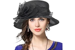 VECRY Lady Derby Dress Church Cloche Hat Bow Bucket Wedding Bowler Hats