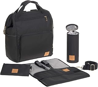 LÄSSIG Baby Wickelrucksack Wickeltasche inkl. Wickelzubehör nachhaltig produziert/Goldie Backpack, schwarz