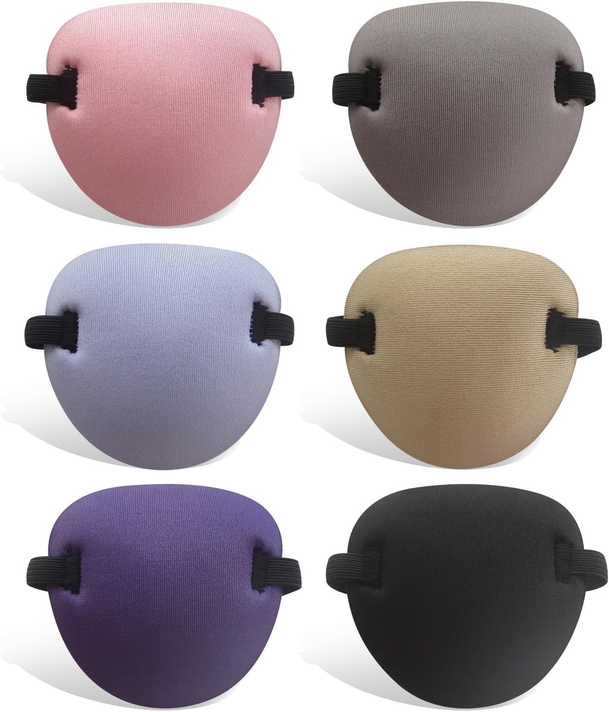 Photo 1 of RIKEYO 6 pcs Eye Patch,Medical Eye Patches for Adults and Kids,3D Soft Eyepatch for Left or Right Eye,Adjustable Eye Patch for Lazy Eye, Pink Light Purple Gray Black Nude