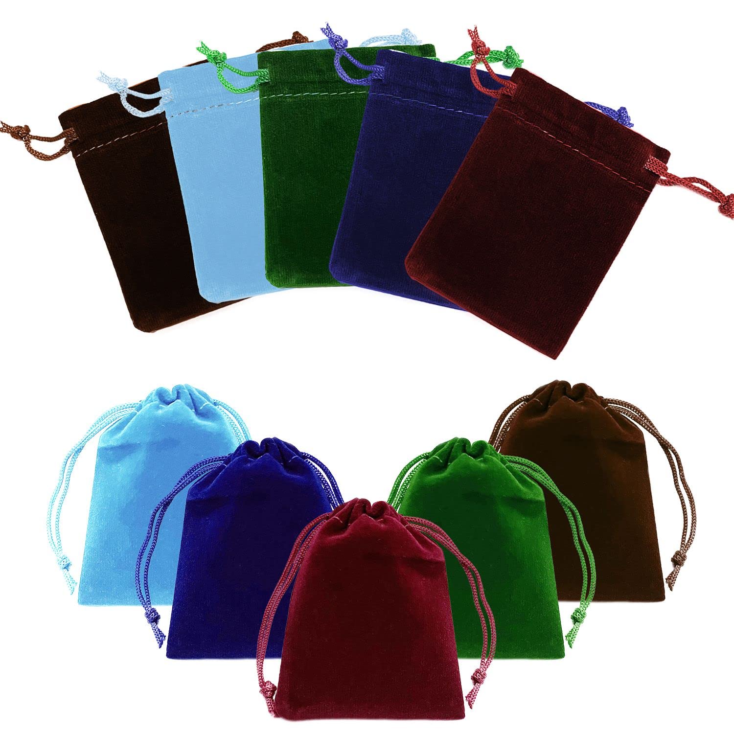 ZWZNBL 20PCS Colorful Velvet Jewelry Bag - 5 Colors Reusable Drawstring Sachet for Wedding, Banquet Gift - 7 * 9cm