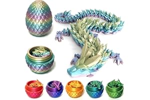 Lyxaof 3D Printed Dragon Egg Crystal 3D Dragon Fidget Toys for Adult Articulated Dragon Egg Posable Surprise Dragon Gifts for Home Office Desk Decor