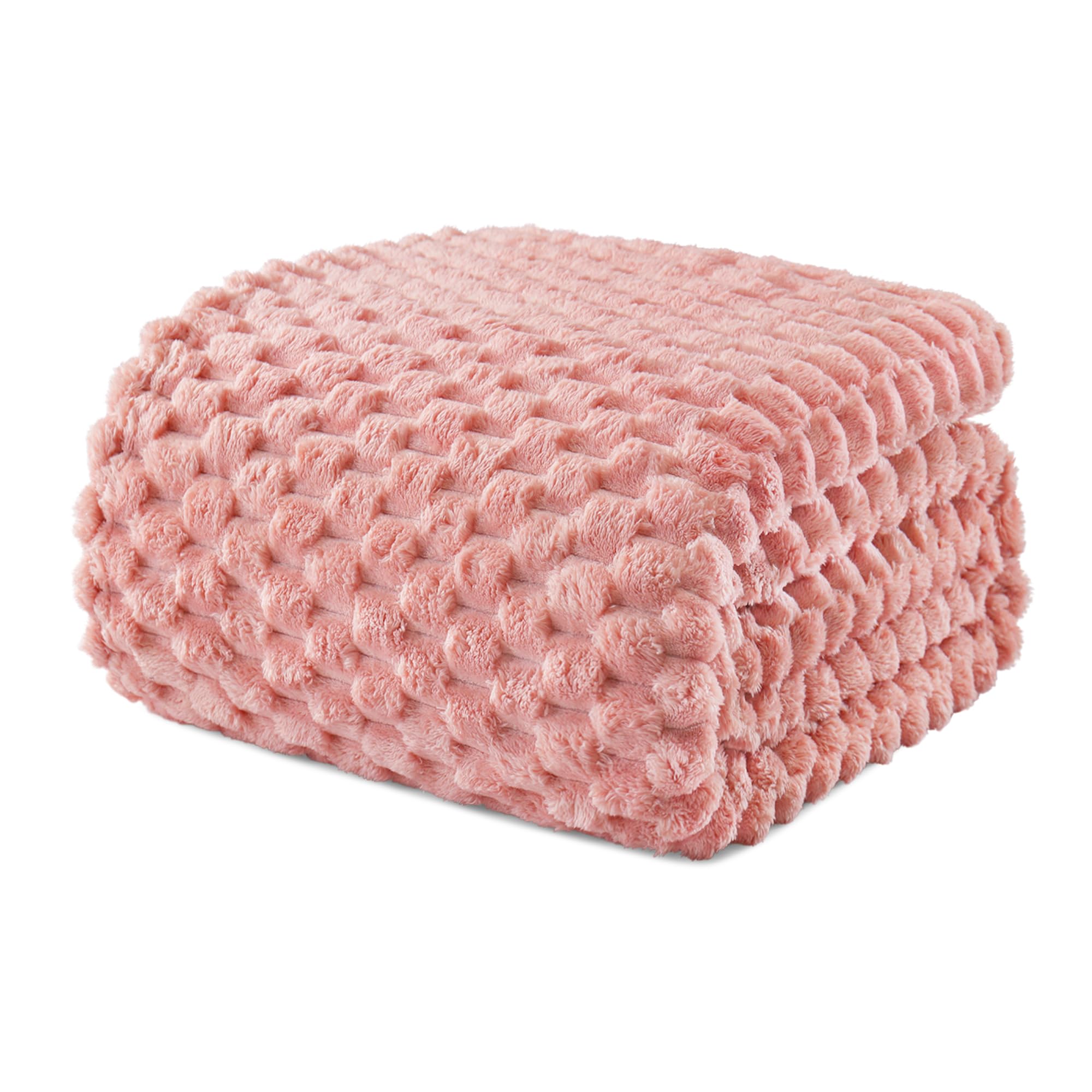 Exclusivo Mezcla Fleece Queen Size Blanket for Bed, Extra Large Fuzzy Dusty Pink Bed Blankets, Soft Cozy Plush Sofa Throws for All Seasons, 230x230 CM