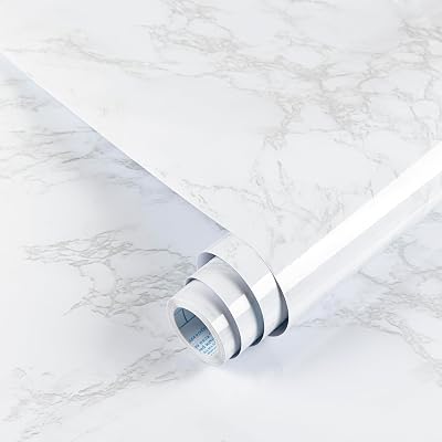 Hode Marble Vinyl Wrap 30cmx200cm Self Adhesive Wallpaper White Granite