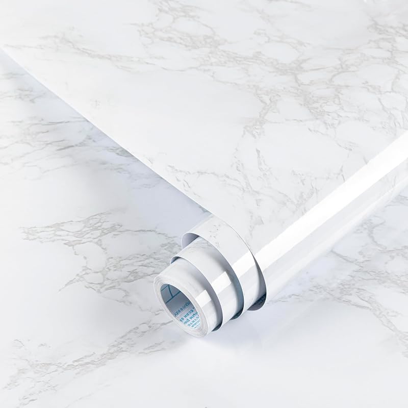 Hode Marble Vinyl Wrap 30cmx200cm Self Adhesive Wallpaper White Granite