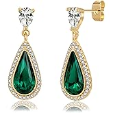 EVEVIC Austrian Crystal Halo Teardrop Dangle Drop Earrings for Women 14K Gold Plated Jewelry Gifts