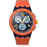 Swatch Unisex Casual Watch Orange Polymer Quartz CAMO Flash