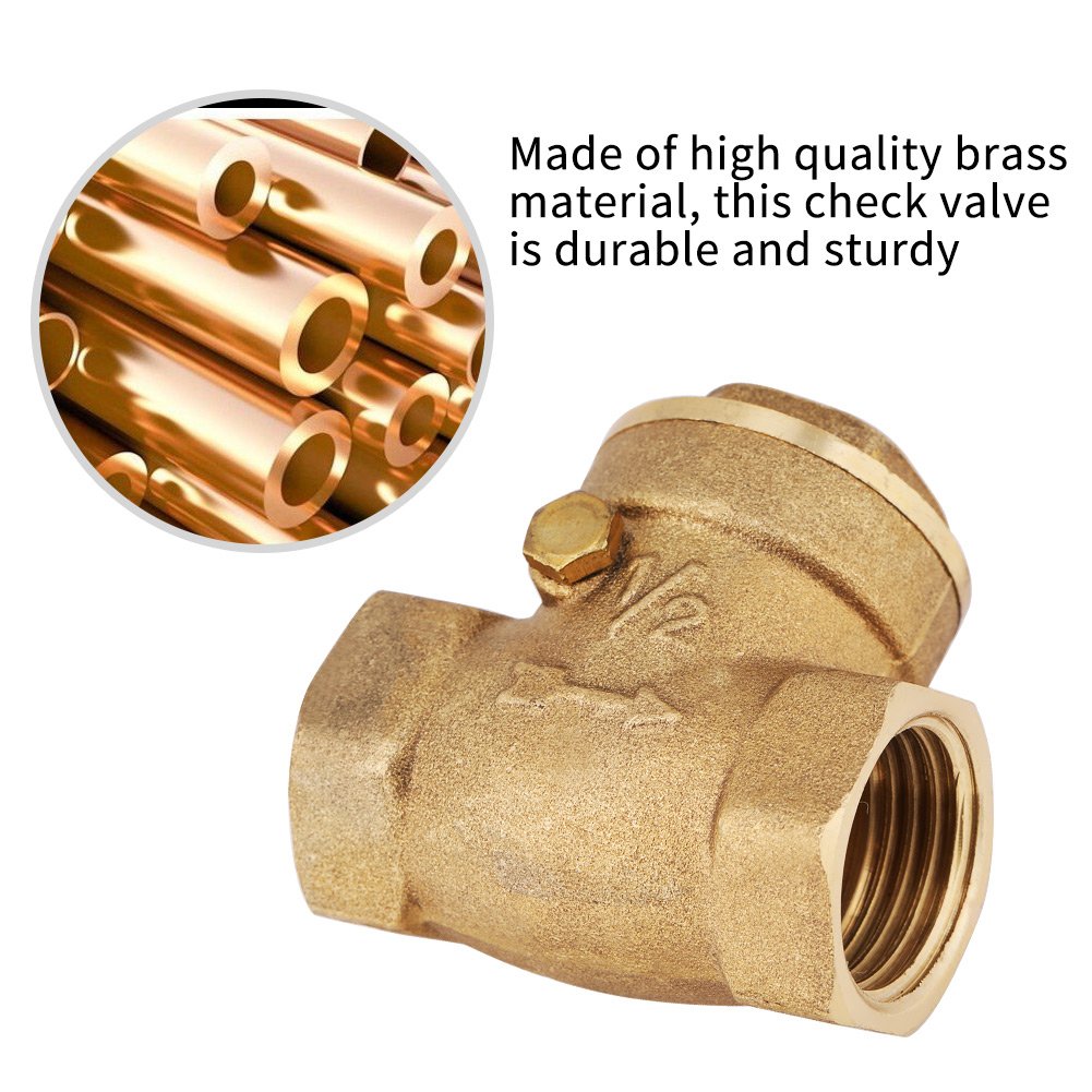 ViaGasaFamido 1/2 BSP Brass Swing Check Valve Female NPT Thread 232 PSI One Way Non Return Valve for Water Backflow Prevention - Image 4