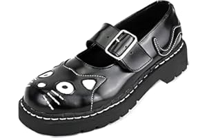 T.U.K. Kitty Cat Mary Janes Shoes for Women, Round Toe Ankle Strap Oxford Shoes