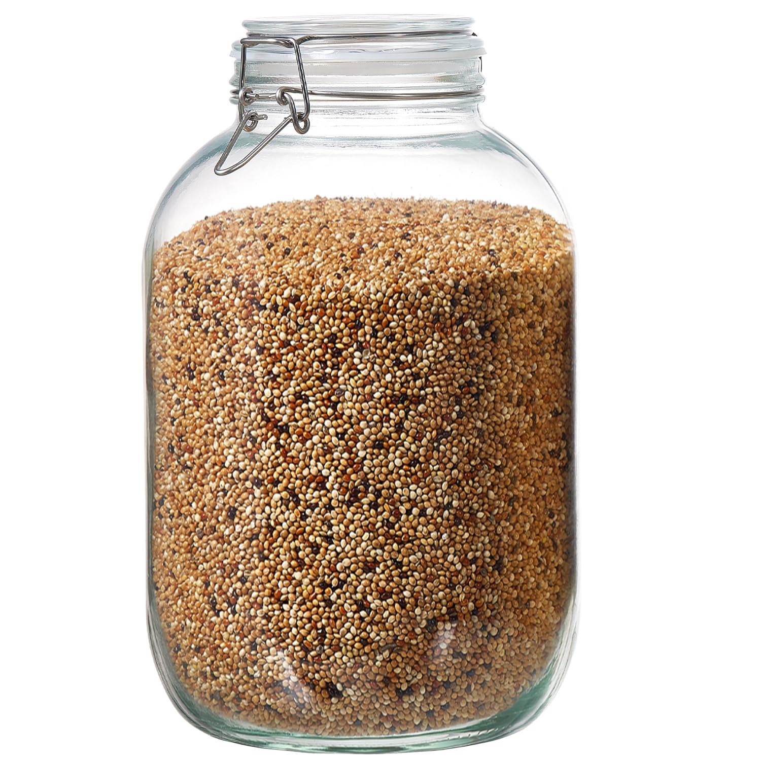 View 1 of 1 Gallon Glass Food Storage Jars with Airtight Lids, Set of 1 – Clear Preserving Seal Wire Clip Fastening Canisters for Kitchen Canning, Flour, Cereal, Pasta, Sugar, Beans, Pickling Jars (1gallon*1)