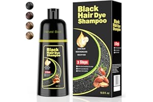 KAISASA Black Hair Dye Shampoo 3 in 1，Argan Natural Herbal Formula Hair Color Shampoo Covers Gray Hair for Women and Men (16.9 fl.oz Black)