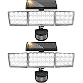 ShineSeed Solar Lights Outdoor, 3500LM 168 LED Motion Sensor Solar Flood Lights, 3 Heads 300&deg; Wide Angle, 3 Modes IP65 Waterproof Solar Security Lights for Yard Garden Patio, 2 Pack (Black)