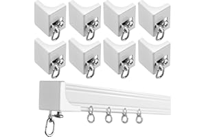 Zonon 8 Pcs End Caps for Curtain Track White Drapery Hook Curtain Track End Stop for Window