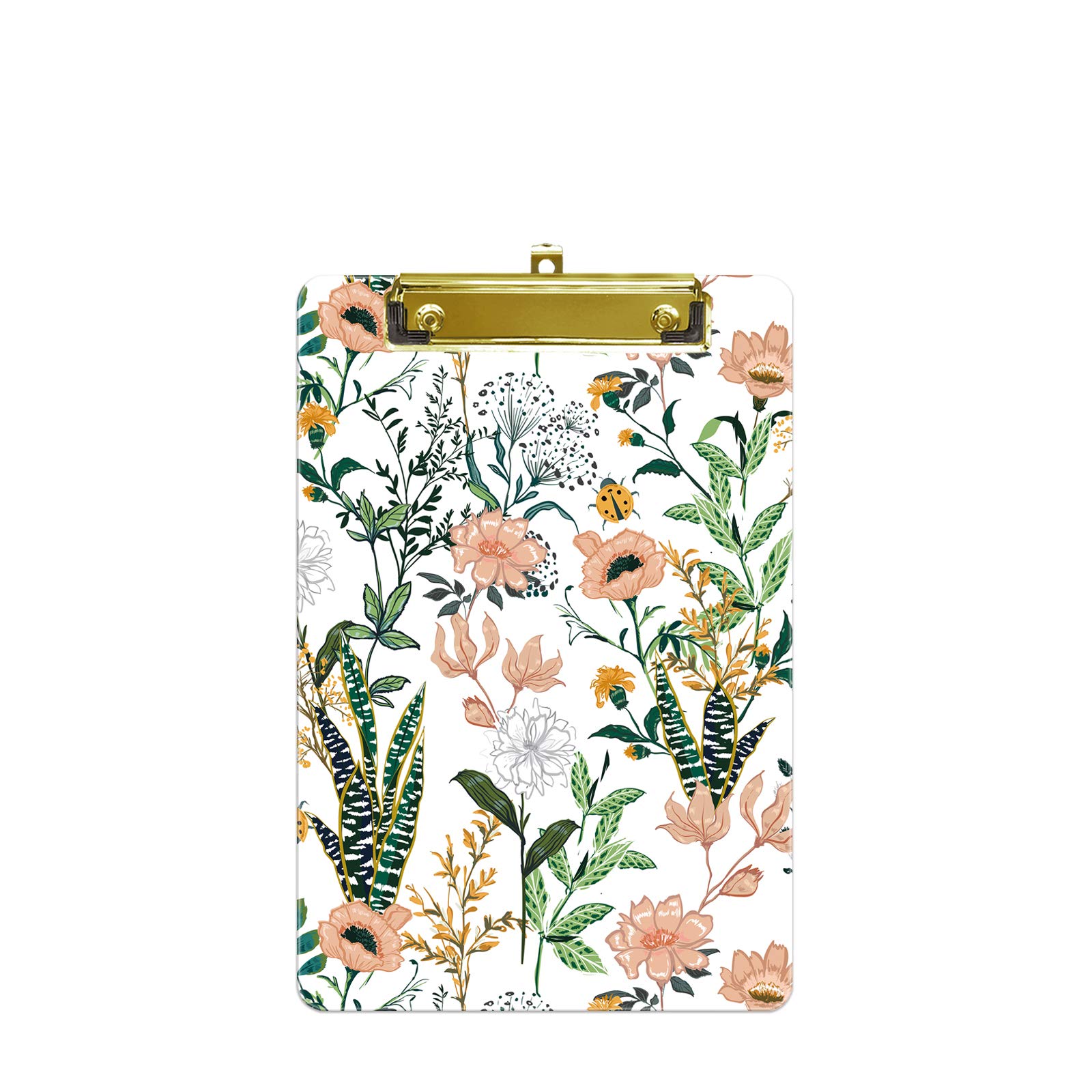 Hnogri Small Plastic Clipboard, Fashion Design A5 Size Memo Clipboards for Students, Kid, Women, Office, School, Low Profile Clip, Cute Custom Pattern, Mini Clipboard Size 6" x 9", Evergreen