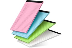 DORFAS 4 Pack Note Pads 5" x 8" Legal Pads College Ruled Notepads Colored Writing Pads Perforated Small Legal Pad 80GSM Legal Pad 30 Sheets Writing Pads Line Paper Pad for School, College, Office