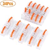 flintronic 34Pcs Wire Connectors 2 Pin Peel-free Push-Type Quick Splice 18-22AWG view 9